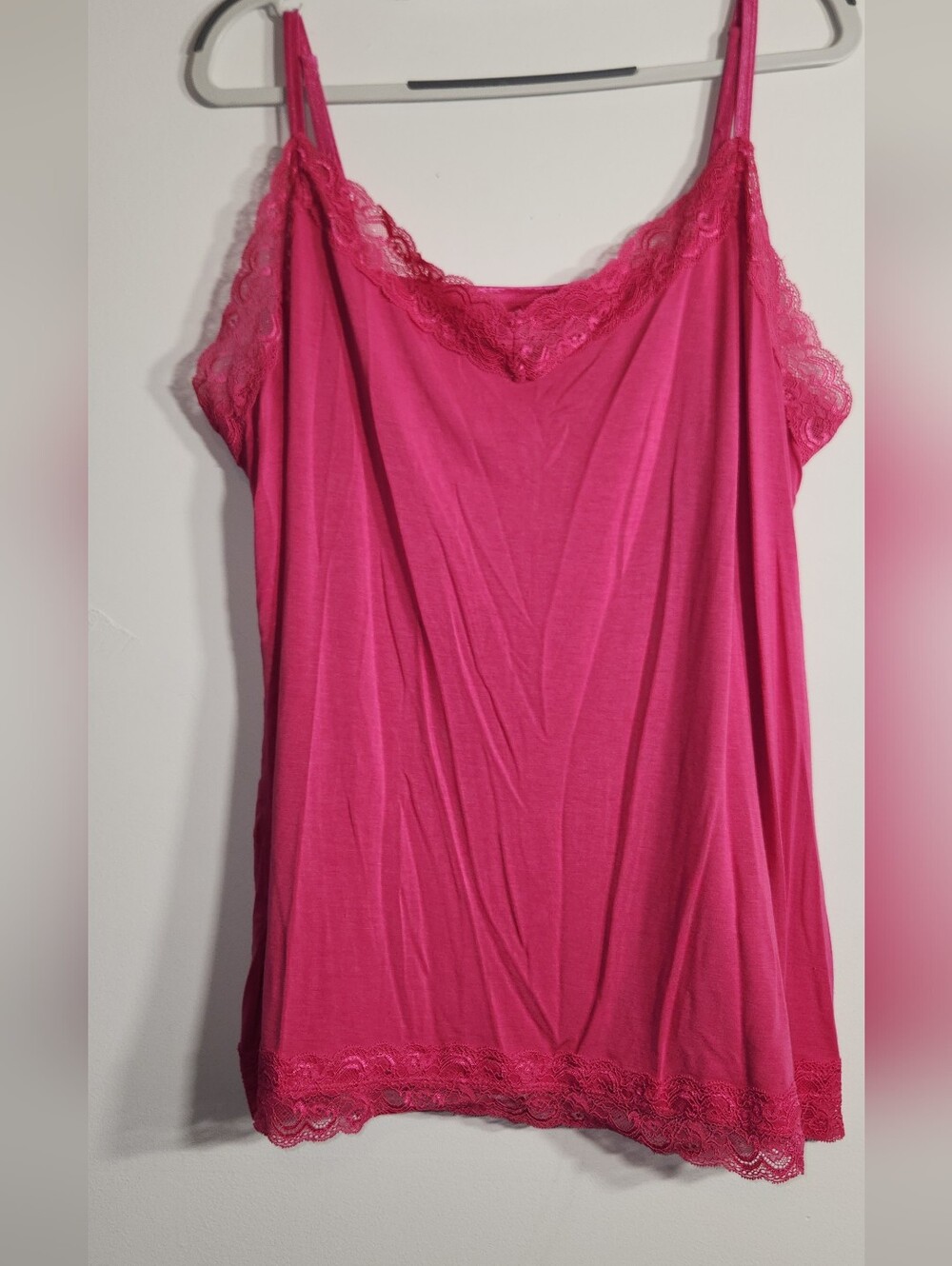 Lane Bryant Bright Magenta Pink Lace Trim Cami 22/24